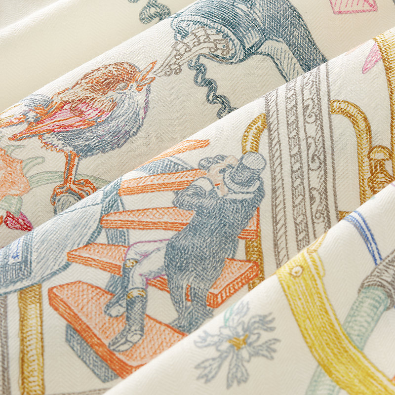 HERMES ショール Le Monde d'Hermes shawl 140 直営店ラッピング le-monde-d-hermes-shawl-140--